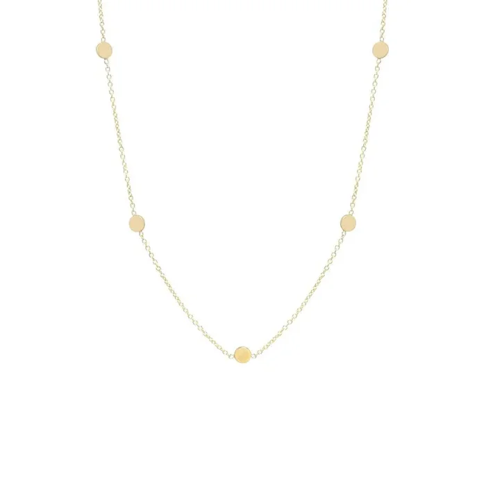 14k Gold 5 Itty Bitty Round Disc Necklace
