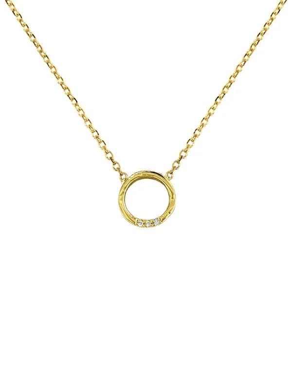 14K Gold Circle Diamond Necklace