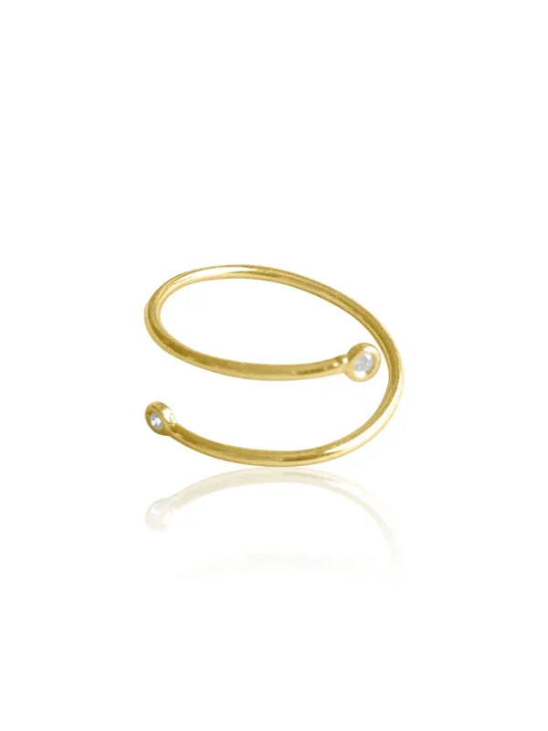 14K Gold Diamond Coil Ring