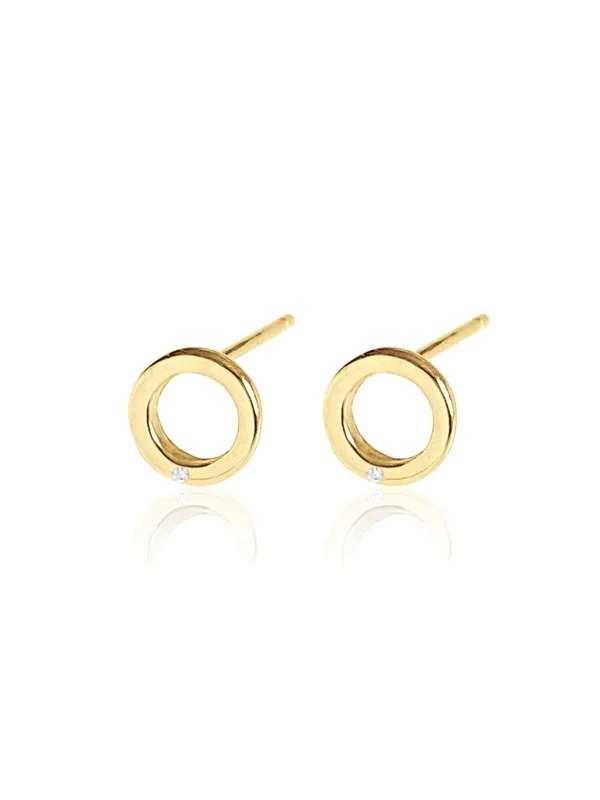 14K Gold Diamond Mini Circle Earring