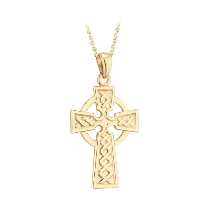 14K Gold Large Celtic Cross Pendant
