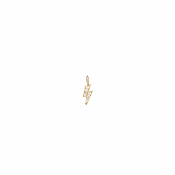 14K GOLD MIDI BITTY PAVE WHITE DIAMONDS LIGHTNING