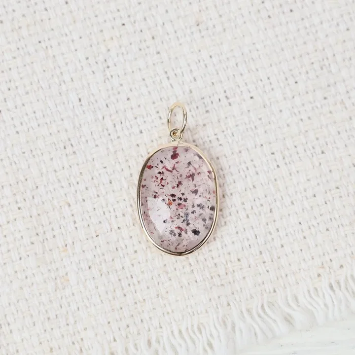 14K Gold Tourmalated Quartz Charm