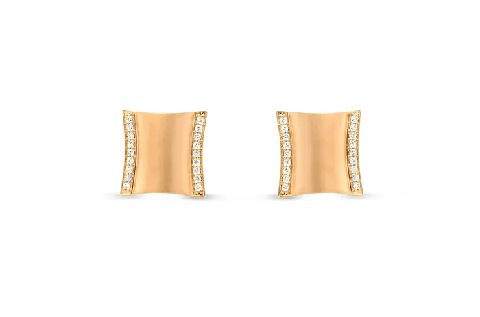 14K MATTE YELLOW GOLD .40 CTW DIAMOND EDGE CUFFLINKS