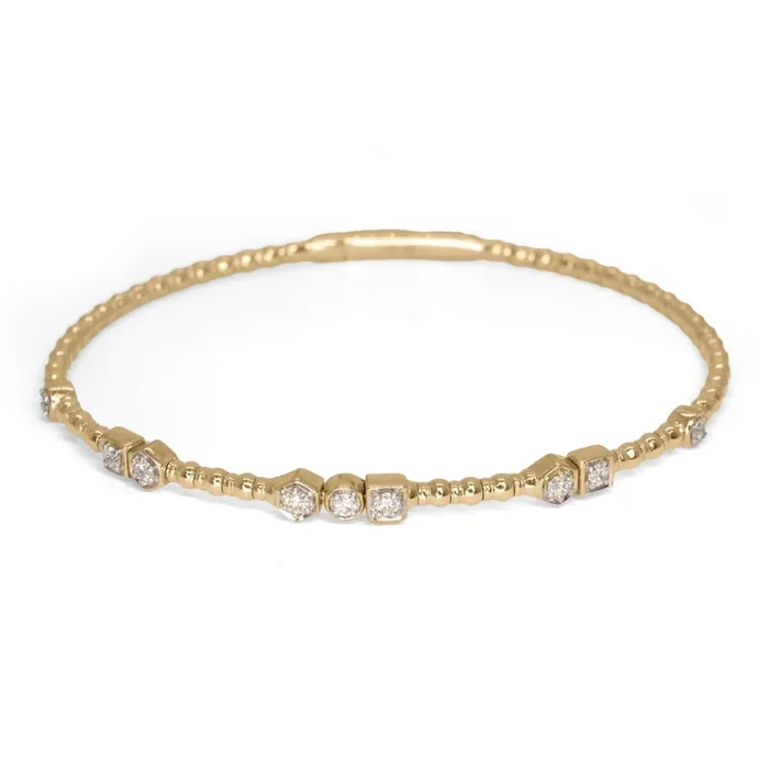 14K Nine Diamond Flexible Bracelet