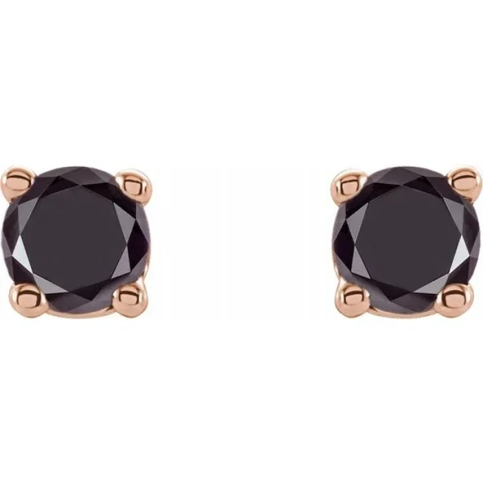 14K Rose 1/5 CTW Natural Black Diamond Stud Earrings