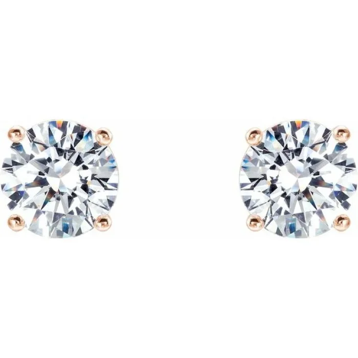 14K Rose 1 CTW Lab-Grown Diamond 4-Prong Stud Earrings
