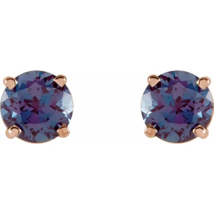 14K Rose 5 mm Lab-Grown Alexandrite Stud Earrings