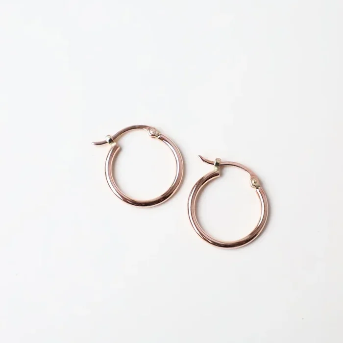 14k Rose Gold 1.5x15mm Tube Hoops