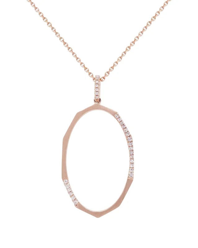 14K ROSE GOLD .12 CTW DIAMOND OVAL PENDANT