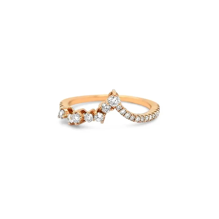 14K ROSE GOLD .25 CTW FLOATING DIAMONDS V SHAPED RING