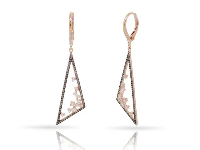 14K ROSE GOLD .36 CTW TRIANGLE EARRINGS
