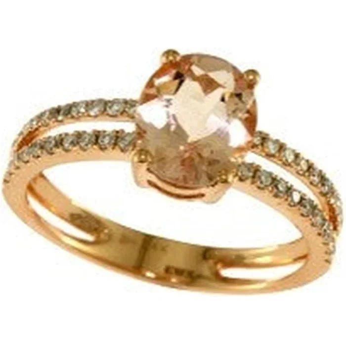 14K Rose Gold Effy Oval Morganite Ring – 1.65 Carat Total Gem Weight