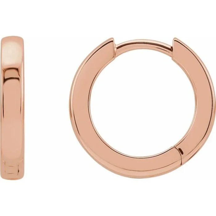 14K Rose Hinged 10 mm Hoop Earrings