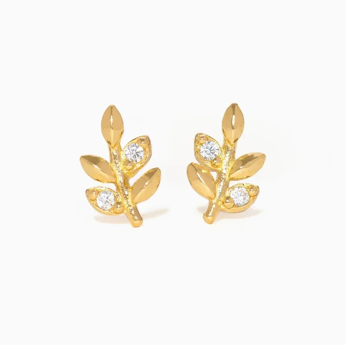 14k Solid Gold Cottage Ivy Studs