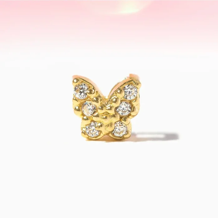 14k Solid Gold Taking Flight Flat Back Stud