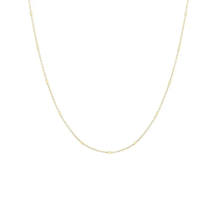 14k Tiny Bar Cable Chain Necklace – 18″