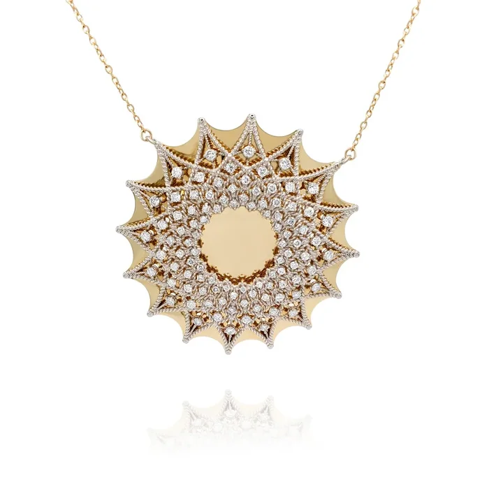 14K TWO TONE 1.80 CTW DIAMOND STARBURST NECKLACE