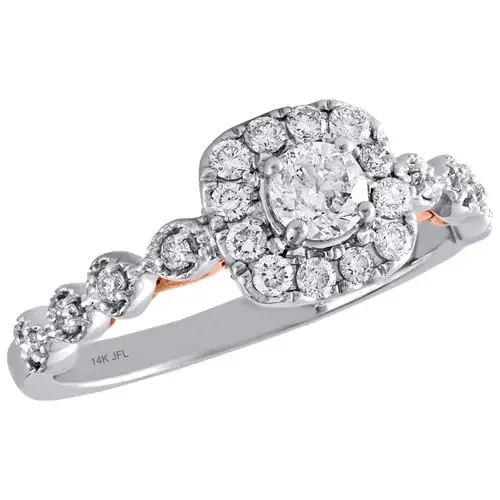14K Two Tone Gold Solitaire Diamond Engagement Ring w/Genuine Sapphire 0.75 Ct.