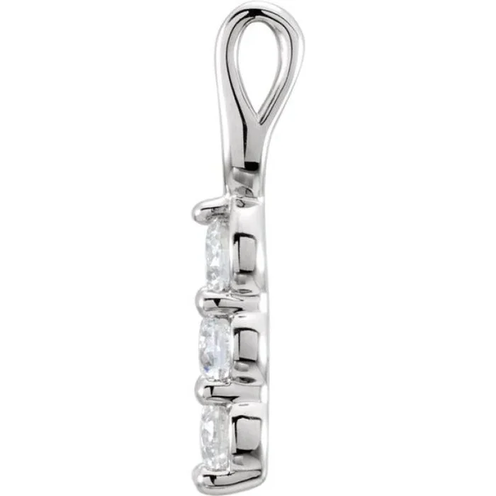 14K White 1/2 CTW Lab-Grown Diamond Three-Stone Pendant
