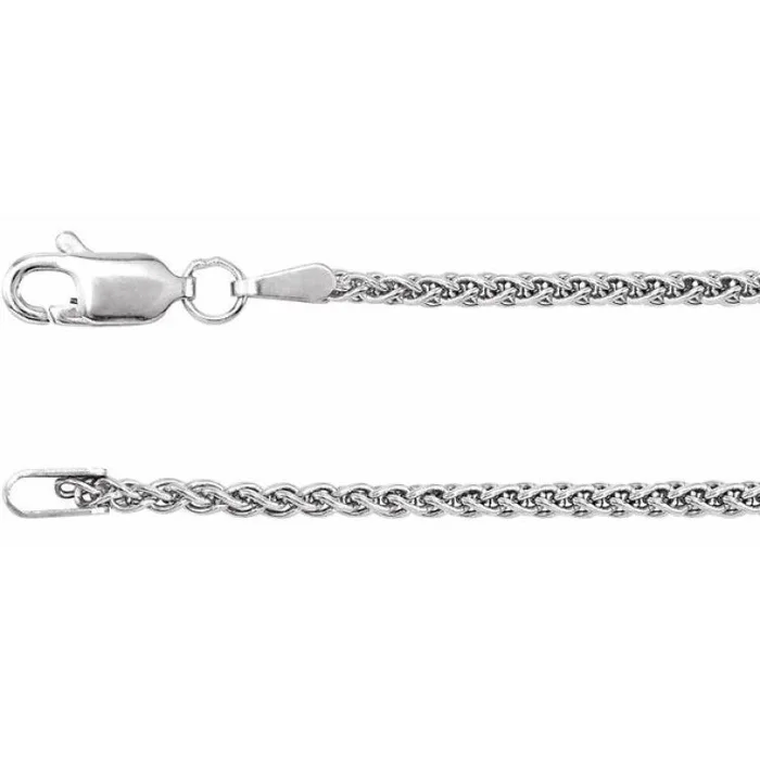14K White 1.8 mm Wheat 7″ Chain