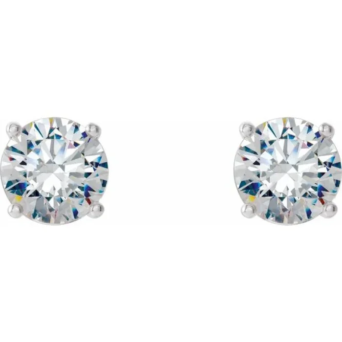 14K White 1 CTW Lab-Grown Diamond 4-Prong Stud Earrings