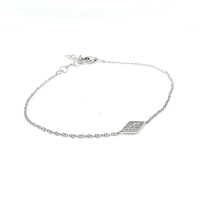 14K WHITE GOLD .06 CTW DIAMOND PAVE DIAMOND SHAPE BRACELET