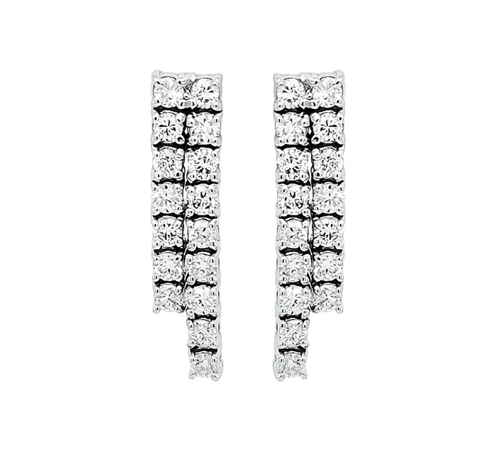14K WHITE GOLD 1.06 CTW DIAMOND SHORT AND LONG LINEAR EARRINGS
