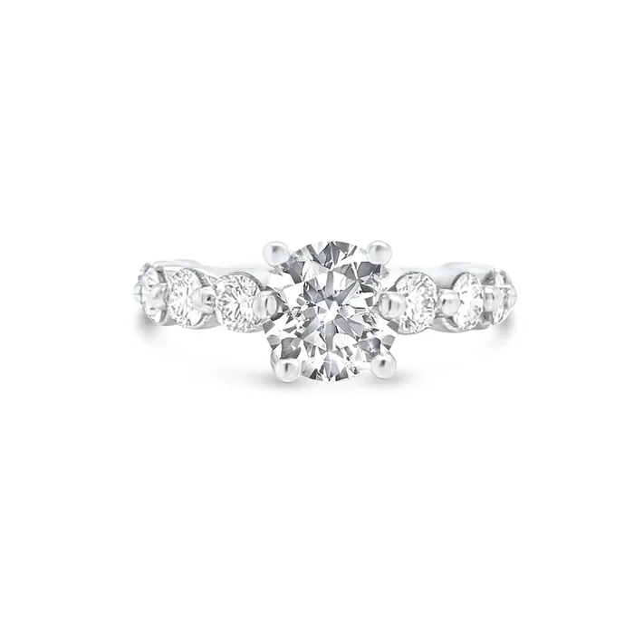 14K WHITE GOLD 1.08 CTW DIAMOND LINEAR ENGAGEMENT RING SETTING
