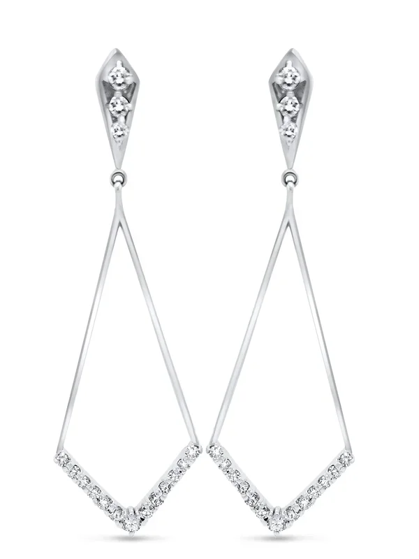 14K WHITE GOLD 1.13 CTW DIAMOND GEOMETRIC EARRINGS