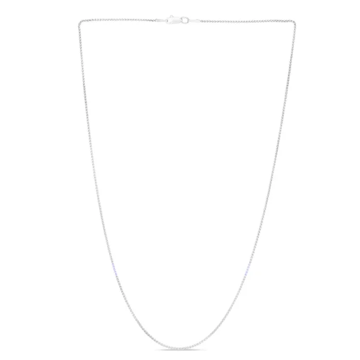14K White Gold 1.2mm Round Wheat 24 Chain with Lobster Lock