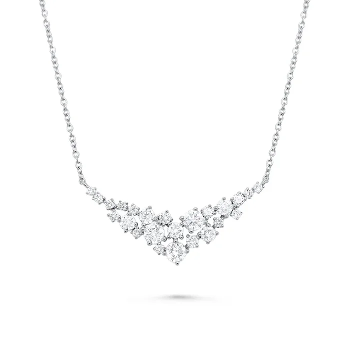14K WHITE GOLD 1.35 CTW DIAMOND SCATTERED BAR NECKLACE