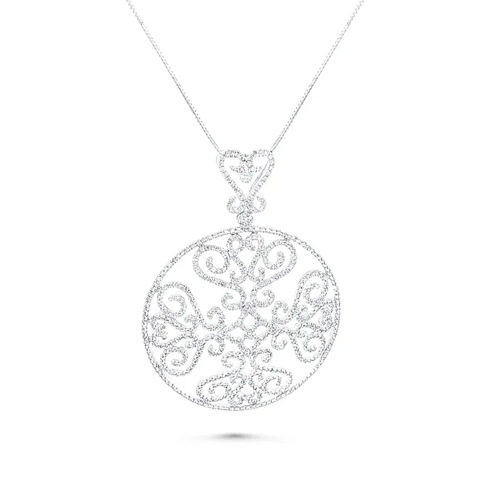 14K WHITE GOLD 1.50 CTW DIAMOND ROUND PENDANT