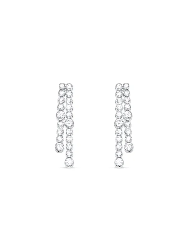 14K WHITE GOLD 1.78 CTW DIAMOND LINEAR ASYMMETRIC EARRINGS