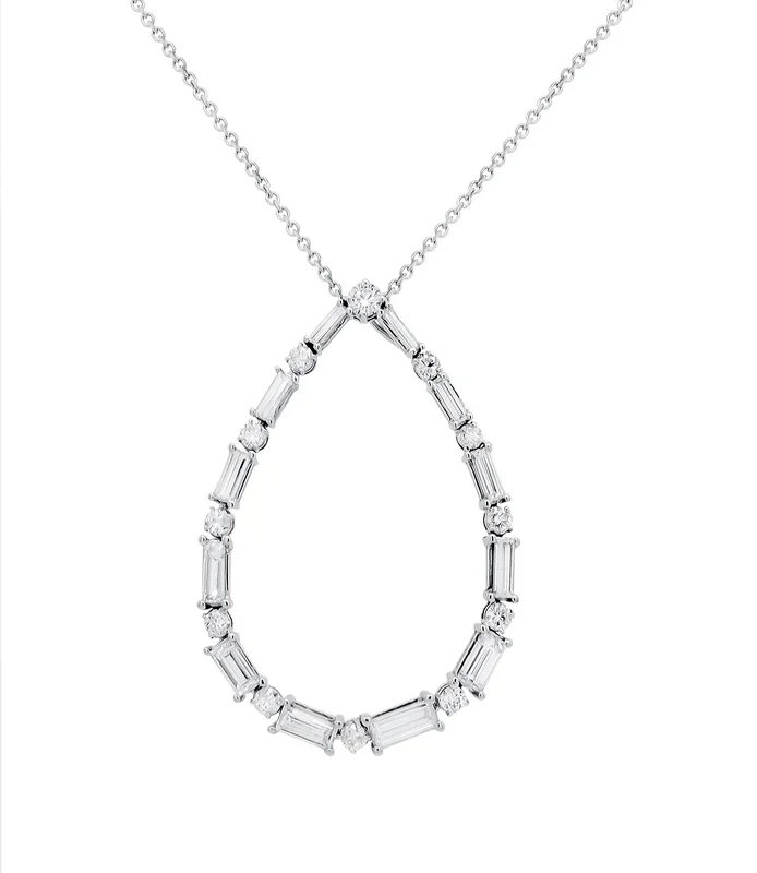 14K WHITE GOLD 1.80 CTW DIAMOND TEARDROP PENDANT