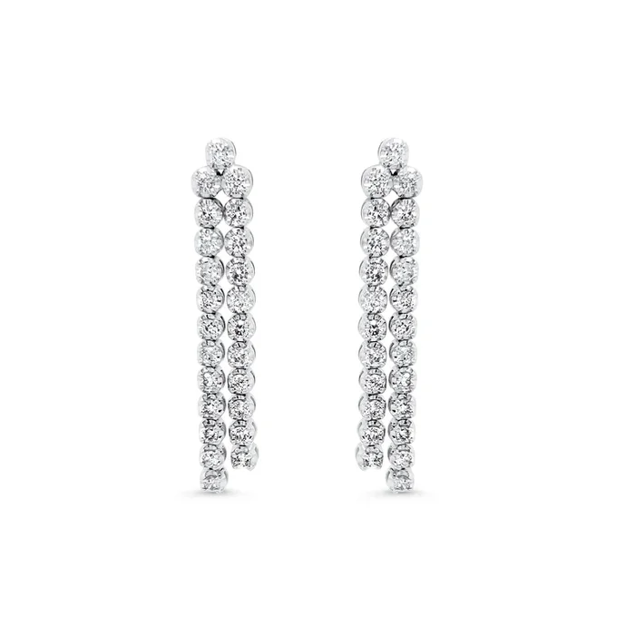 14K WHITE GOLD 1.89 CTW DIAMOND DOUBLE LINEAR WATERFALL EARRINGS