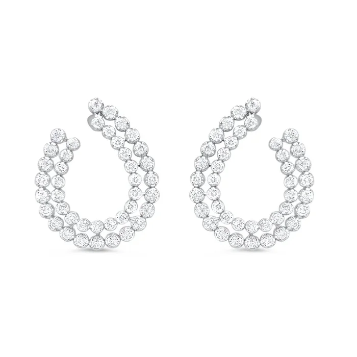 14K WHITE GOLD 1.98 CTW DIAMOND J HOOP EARRINGS