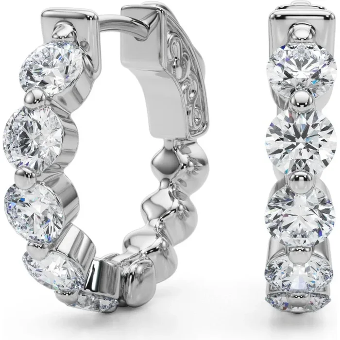 14K White Gold 1 Carat Total Weight Lab Diamond Vault Lock Earrings by Robinson’s Jewelers