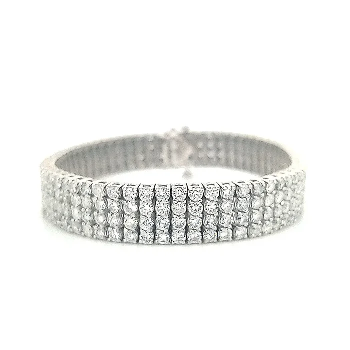 14K WHITE GOLD 14.95 CTW DIAMOND 4 ROW TENNIS BRACELET