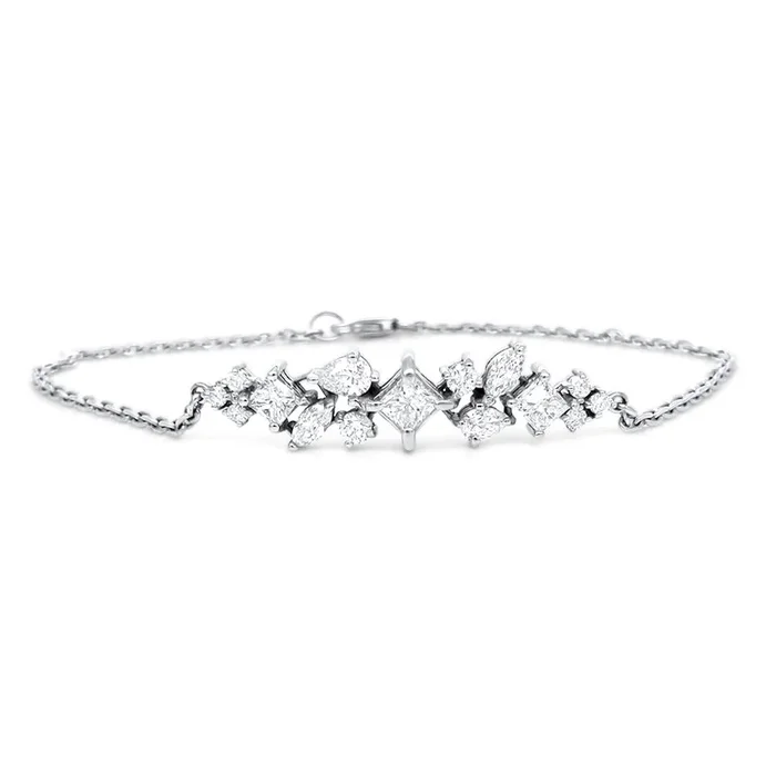 14K WHITE GOLD 2.00 CTW DIAMOND MULTI SHAPE BRACELET
