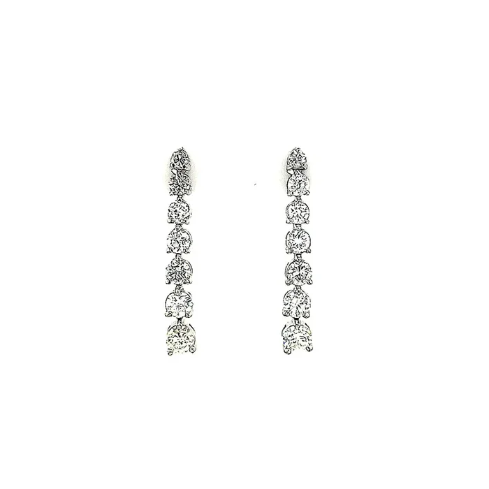 14K WHITE GOLD 2.35 CTW GRADUATED LINEAR EARRINGS