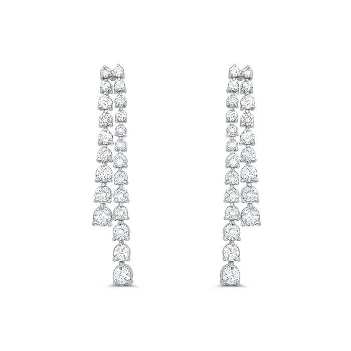 14K WHITE GOLD 2.60 CTW DIAMOND DOUBLE LINEAR EARRINGS