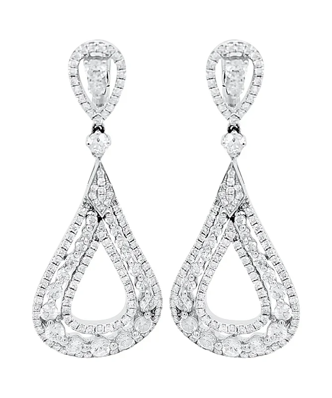 14K WHITE GOLD 2.75 CTW DIAMOND TEARDROP EARRINGS