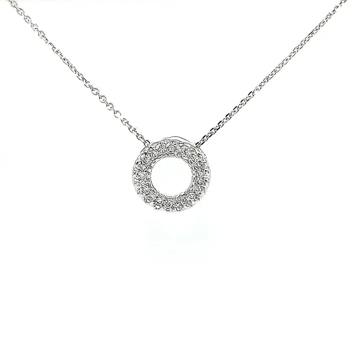 14K WHITE GOLD .22 CTW DIAMOND OPEN CIRCLE PENDANT