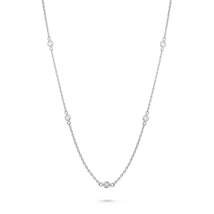 14K WHITE GOLD .25 CTW DIAMOND STATION NECKLACE