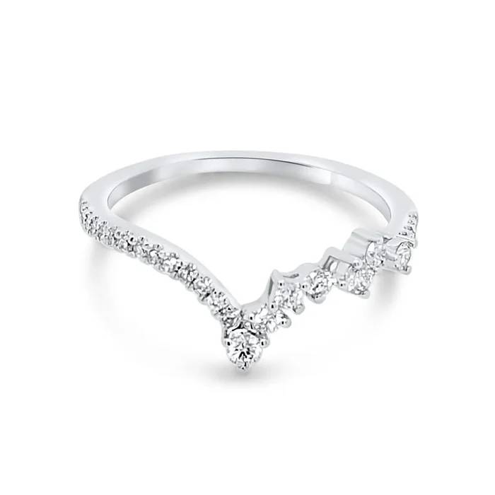 14K WHITE GOLD .25 CTW FLOATING DIAMONDS V SHAPED RING