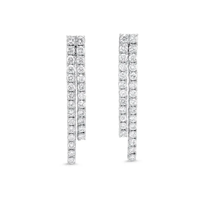 14K WHITE GOLD 3.36 CTW DIAMOND DOUBLE LINEAR EARRINGS