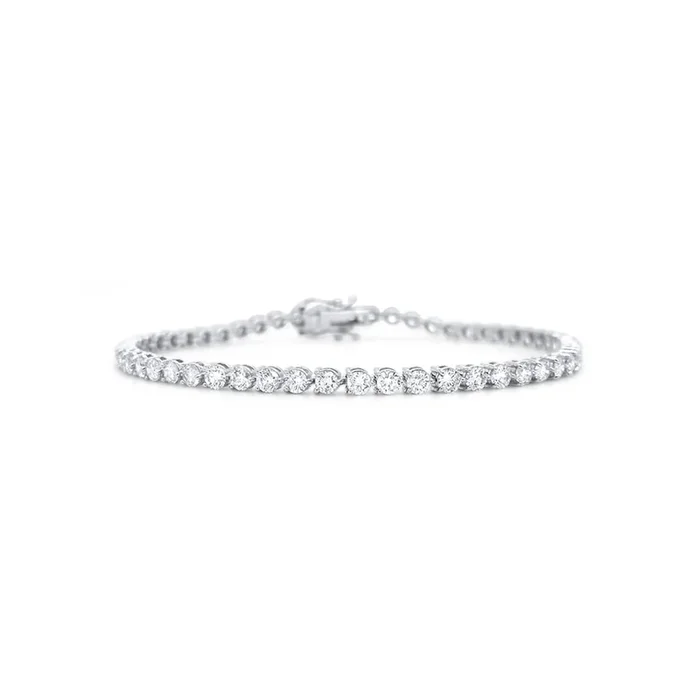 14K WHITE GOLD 3.95 CTW THREE PRONG DIAMOND TENNIS BRACELET