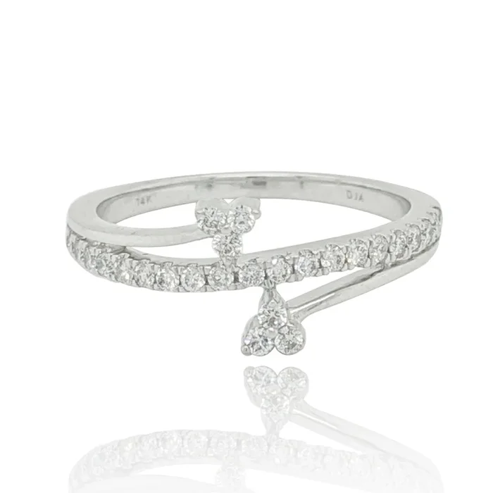 14K WHITE GOLD .34 CTW DIAMOND AND HIGH POLISHED BYPASS RING