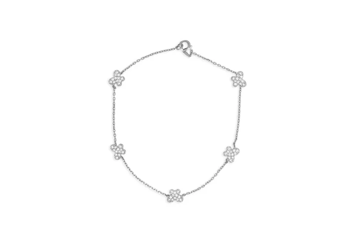 14K WHITE GOLD .36 CTW DIAMOND BUTTERFLY STATION BRACELET